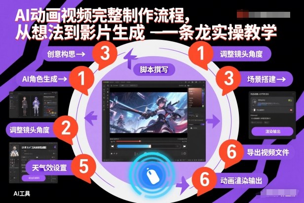 AI动画视频完整制作流程，从想法到影片生成一条龙实操教学-云网创