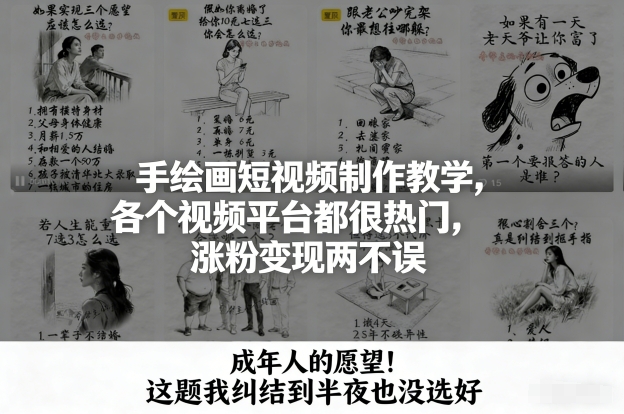 手绘画短视频制作教学，各个视频平台都很热门，涨粉变现两不误-云网创