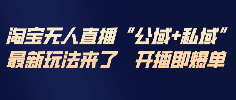 淘宝无人直播最新玩法，包含私域和公域两种玩法-云网创