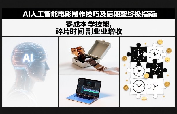 AI人工智能电影制作技巧及后期完整终极指南：零成本学技能，碎片时间副业增收-云网创