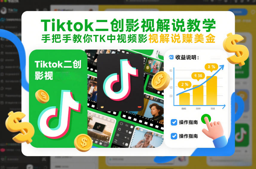 Tiktok二创影视解说教学，手把手教你TK中视频影视解说賺美金(更新26年1月)-参一网创