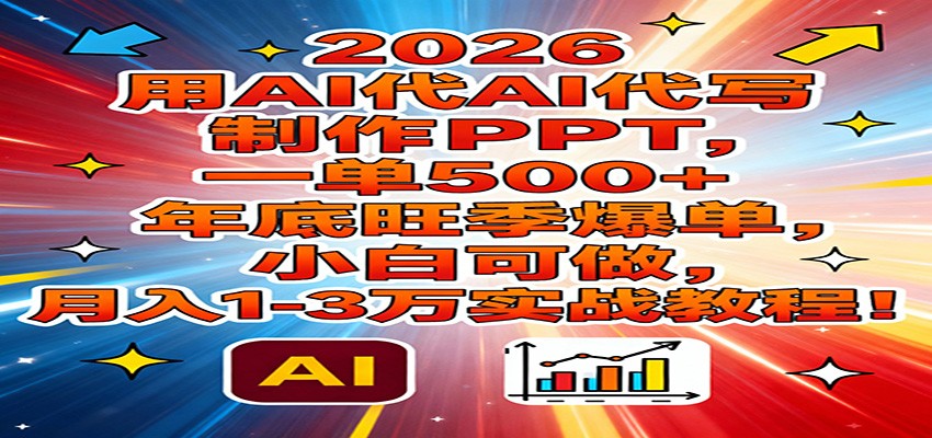 2026用AI代写制作PPT，一单500+，年底旺季爆单，小白可做，月入1-3万实战教程-参一网创