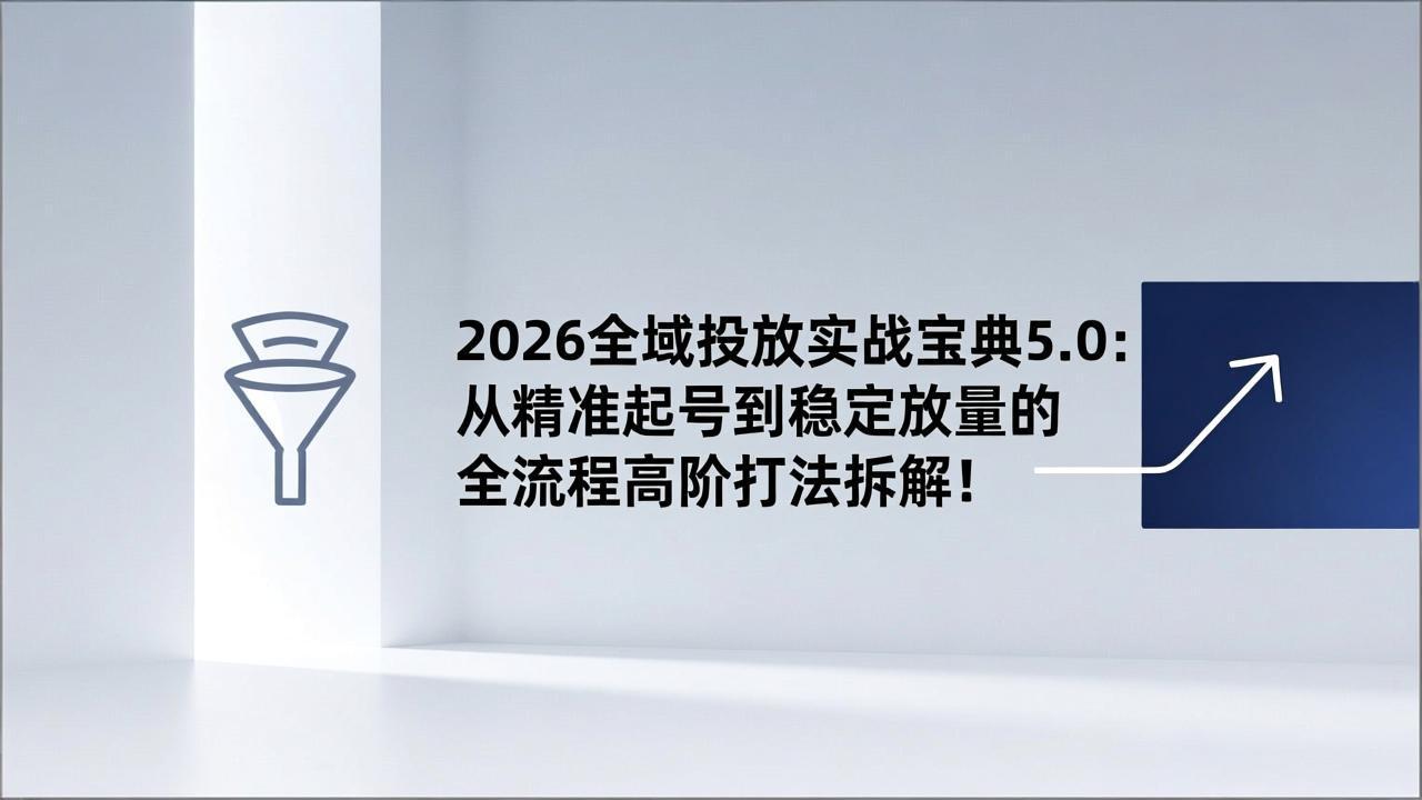 2026全域投放实战宝典5.0：从精准起号到稳定放量的全流程高阶打法拆解！-参一网创