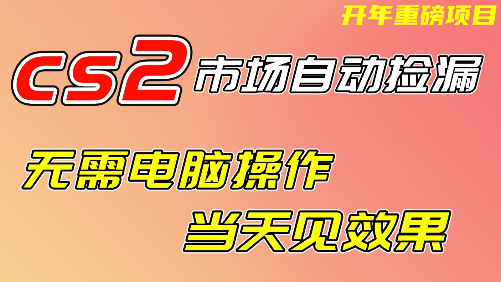CS2市场挂机项，无需电脑操作，无需进入游戏，当天见效果，支持任何形式验证-参一网创