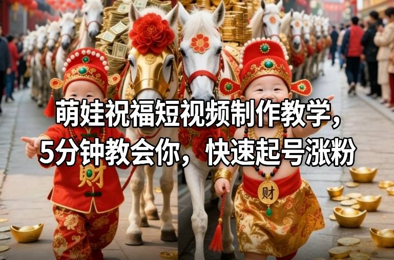 萌娃祝福短视频制作教学，5分钟教会你，快速起号涨粉-云网创