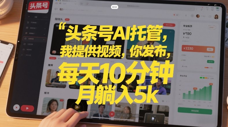 头条号AI托管，我提供视频，你发布，每天10分钟，月躺入5k+【揭秘】-大胖云网创