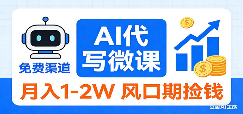 2026告别打工！AI 代写微课，提供免费渠道，月入 1-2W 风口期捡钱-启云分享