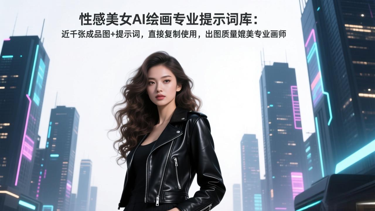 性感美女AI绘画专业提示词库：近千张成品图+提示词，直接复制使用，出图质量媲美专业画师-启云分享