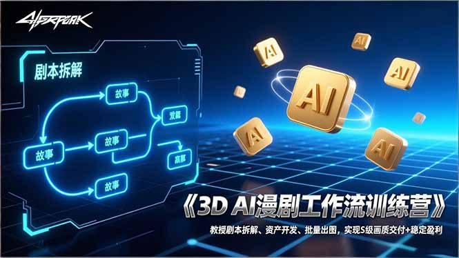 3D AI漫剧工作流训练营：教授剧本拆解、资产开发、批量出图，实现S级画质交付+稳定盈利-知行云网创