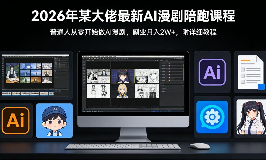 26年某大佬最新Ai漫剧陪跑课程，普通人从零开始做AI漫剧，副业月入2W+-参一网创