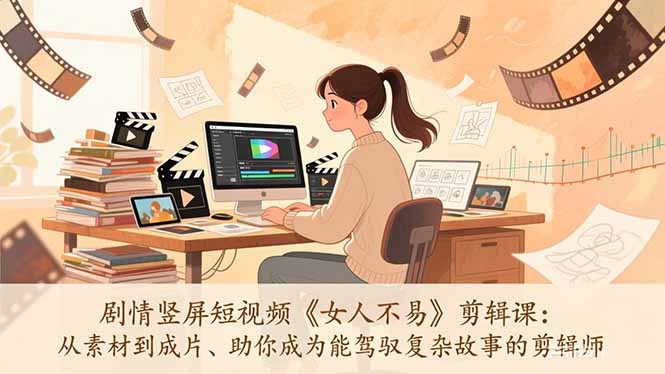 剧情竖屏短视频《女人不易》剪辑课：从素材到成片、助你成为能驾驭复杂故事的剪辑师-亿云网创