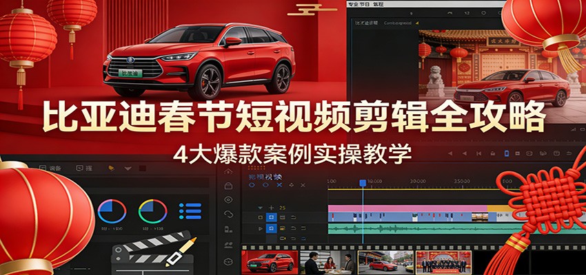 比亚迪春节短视频剪辑全攻略，4大爆款案例实操教学-智取云网创