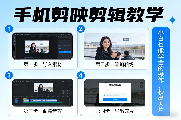 手机剪映剪辑教学，小白也能学会的操作，秒出大片-拾贝小站