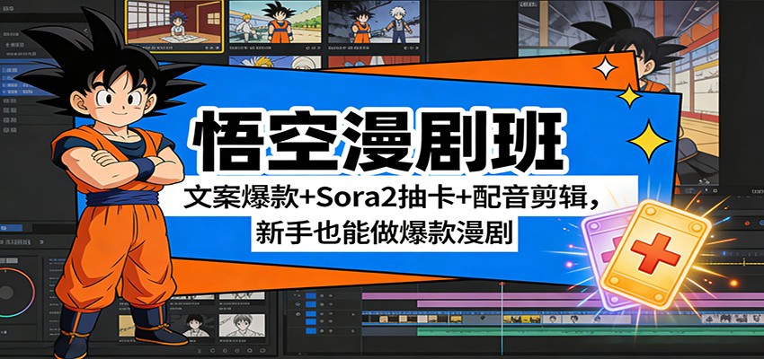 悟空漫剧班：文案爆款+Sora2抽卡+配音剪辑，新手也能做爆款漫剧-赚赚小目标云网创