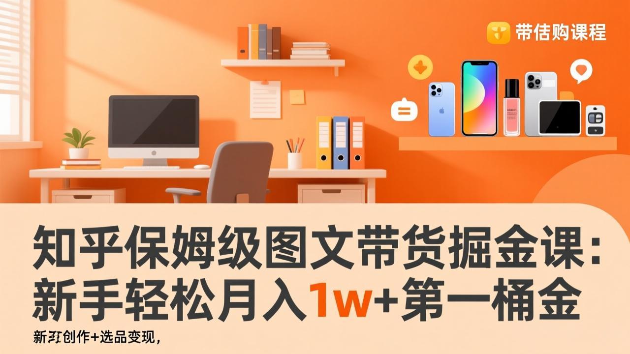 知乎保姆级图文带货掘金课：账号打造+爆文创作+选品变现，新手轻松月入1w+第一桶金-大飞资源网