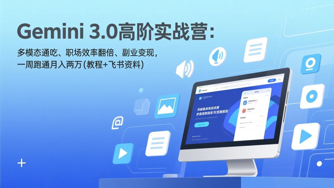 Gemini 3.0高阶实战营：多模态通吃、职场效率翻倍、副业变现，一周跑通月入两万(教程+飞书资料-参一网创