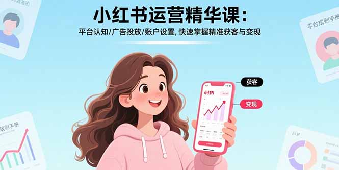 小红书运营精华课-更新：平台认知/广告投放/账户设置,快速掌握精准获客与变现-叶尘网络