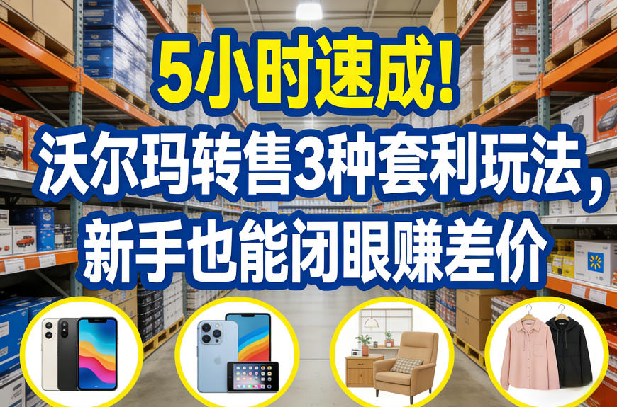 5小时速成！沃尔玛转售3种套利玩法，新手也能闭眼賺差价-爱墨客创业分享