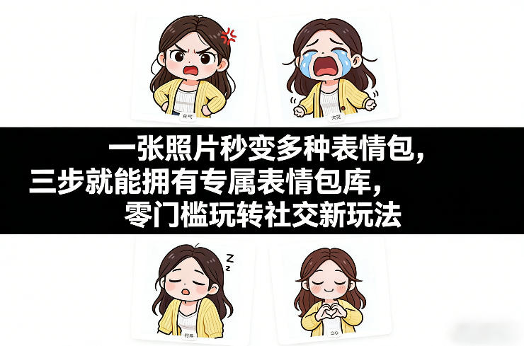 一张照片秒变多种表情包，三步就能拥有专属表情包库，零门槛玩转社交新玩法【文档】-爱墨客创业分享