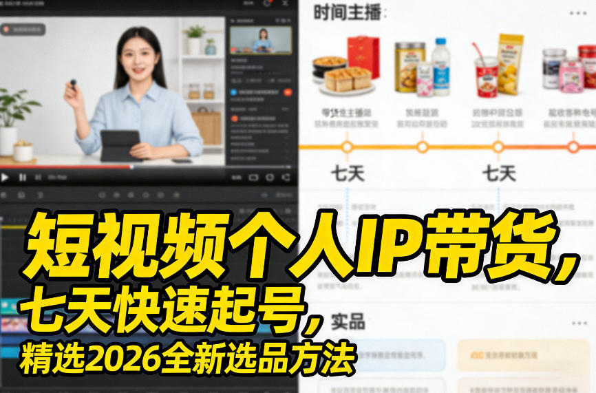 短视频个人IP带货，七天快速起号，精选2026全新选品方法-爱墨客创业分享