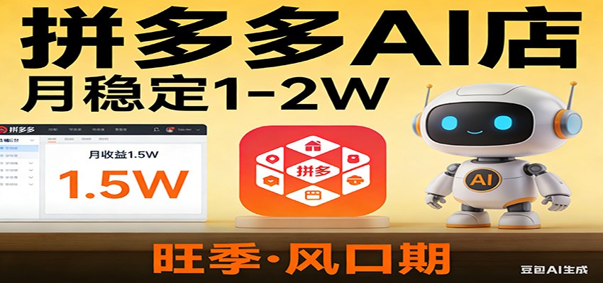 开一家拼多多AI店，月稳定1-2W，目前旺季，风口期！-浩然网创