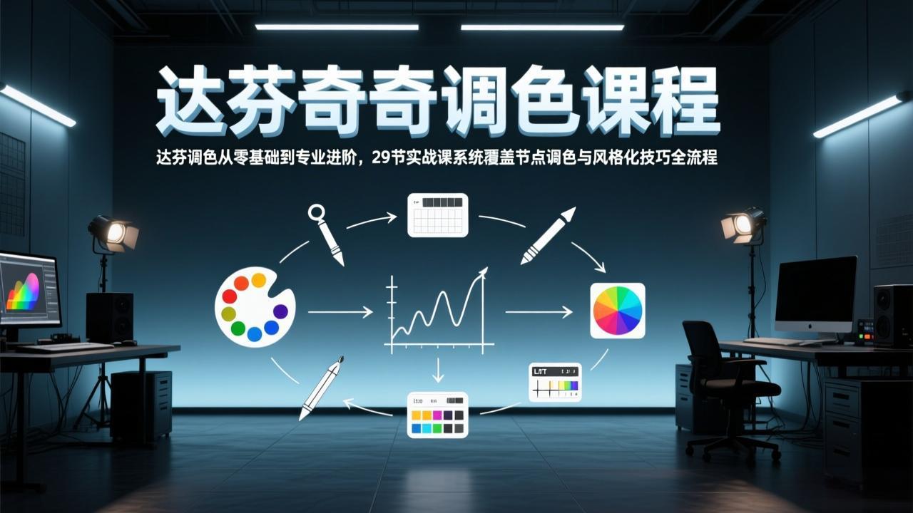 达芬奇调色从零基础到专业进阶，29节实战课系统覆盖节点调色与风格化技巧全流程-小钱大课云网创