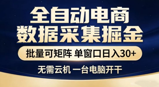 独家电商数据全自动采集项目，批量可矩阵，单窗口轻松日入3张+【揭秘】-优拓云网创