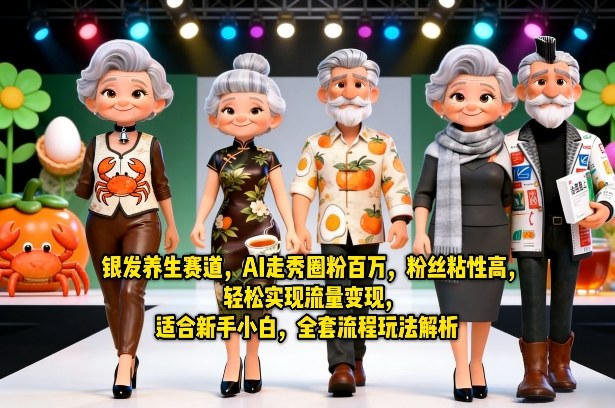 银发养生赛道，AI走秀圈粉百万，粉丝粘性高，轻松实现流量变现，适合新手小白，全套流程玩法解析-云网创