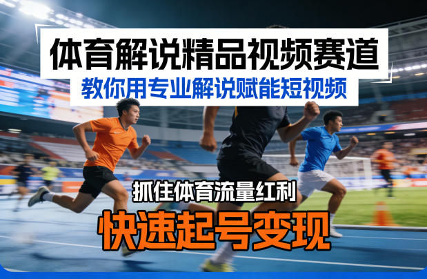体育解说精品视频赛道，教你用专业解说赋能短视频，抓住体育流量红利，快速起号变现-云网创