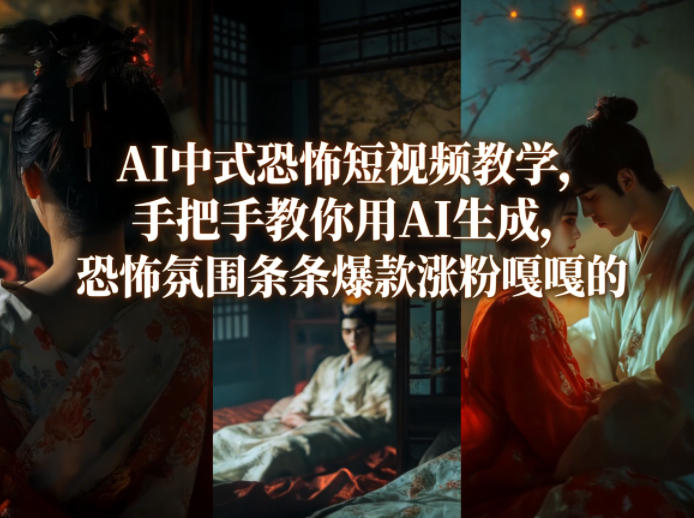 AI中式恐怖短视频教学，手把手教你用AI生成，恐怖氛围条条爆款涨粉嘎嘎的-云网创