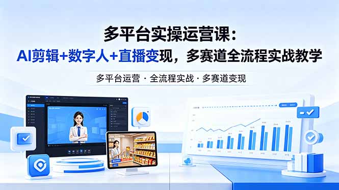 某团队多平台实操运营课-更新26年4月20：AI剪辑+数字人+直播变现，多赛道全流程实战教学-优优云网创