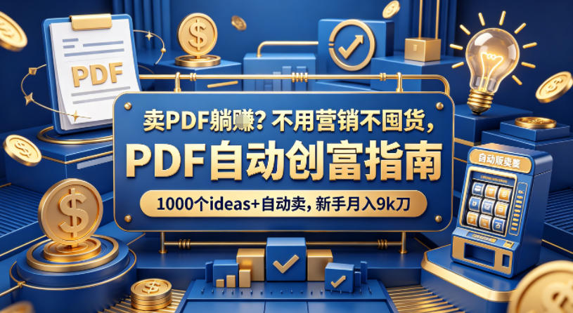 卖PDF躺賺？不用营销不囤货，PDF自动创富指南，1000个ideas+自动卖，新手月入9k刀【原创双语字幕】-UU网创