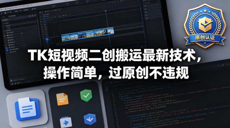 TK短视频二创搬运最新技术，操作简单，过原创不违规-李哥云网创