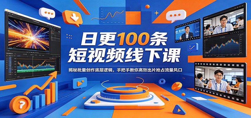 日更100条短视频线下课：揭秘批量创作底层逻辑，手把手教你高效出片抢占流量风口-“发个发”赚钱知识平台