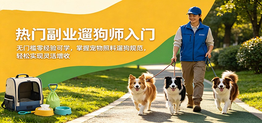 热门副业遛狗师入门，无门槛零经验可学，掌握宠物照料遛狗规范，轻松实现灵活增收-云网创