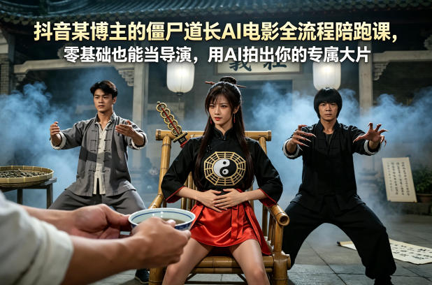 抖音某博主的僵尸道长AI电影全流程陪跑课，零基础也能当导演，用AI拍出你的专属大片-追梦云网创，专注互联网经验分享！