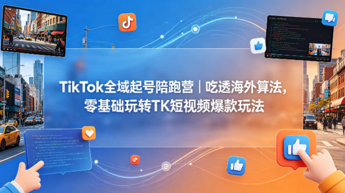 TikTok全域起号陪跑营｜吃透海外算法，零基础玩转TK短视频爆款玩法-大飞资源网