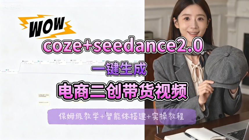 【Coze工作流搭建实操教程】seedance2.0+coze一键生成电商二创带货视频，全流程保姆级教学-大飞资源网