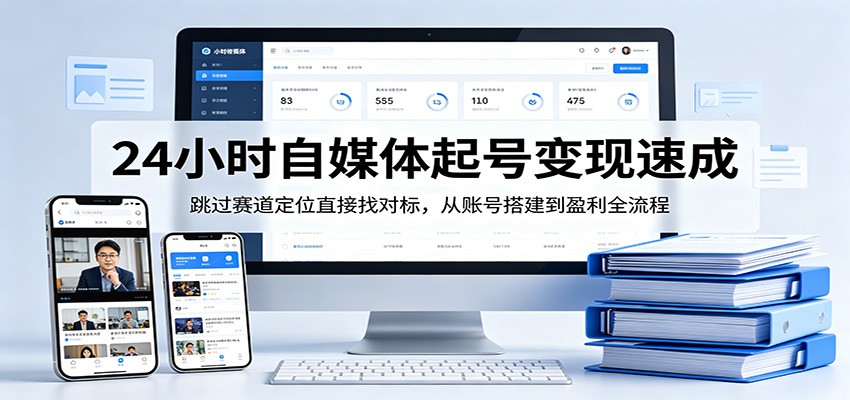 24小时自媒体起号变现速成，跳过赛道定位直接找对标，从账号搭建到盈利全流程-爱墨客创业分享