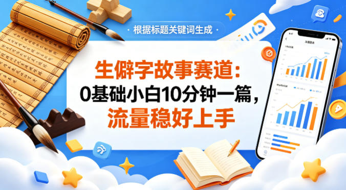 公众号流量主——生僻字故事赛道，流量稳，好上手，0基础小白也能10分钟一篇-米多多云网创