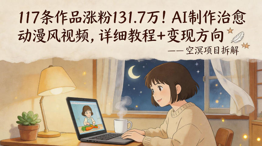 117条作品涨粉131.7W！AI制作治愈动漫风视频，详细教程+变现方向-QMI云网创