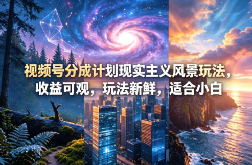 视频号分成计划现实主义风景玩法，收益可观，玩法新鲜，适合小白-蔚蓝分享