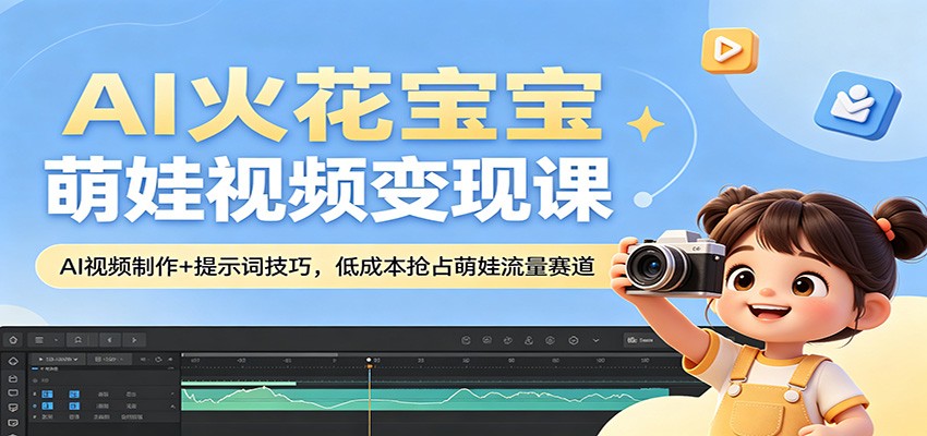 AI火花宝宝萌娃视频变现课：AI视频制作+提示词技巧，低成本抢占萌娃流量赛道-优优云网创