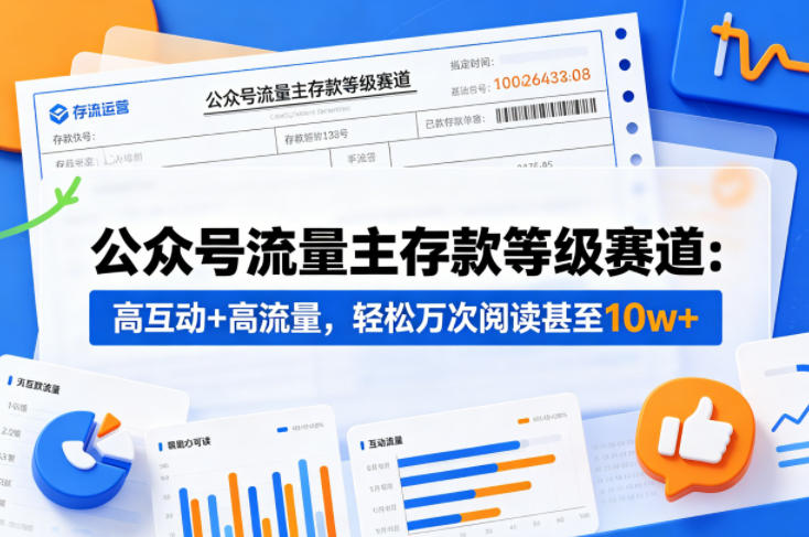 公众号流量主之存款等级赛道，高互动+高流量，轻松达到万次阅读，甚至10w+-少年云项目网