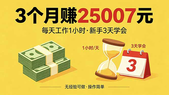 3个月赚钱25007元，每天工作1个小时，新手3天全部学会！-QMI云网创