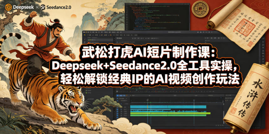 武松打虎AI短片制作课：Deepseek+Seedance2.0全工具实操，轻松解锁经典IP的AI视频创作玩法-云网创