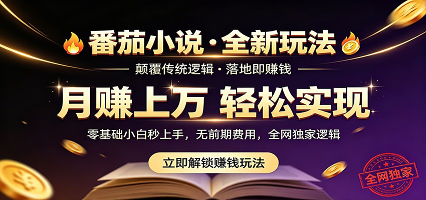 番茄小说5月最新独家玩法，稳定落地实测月入过万！-岚风/云网创