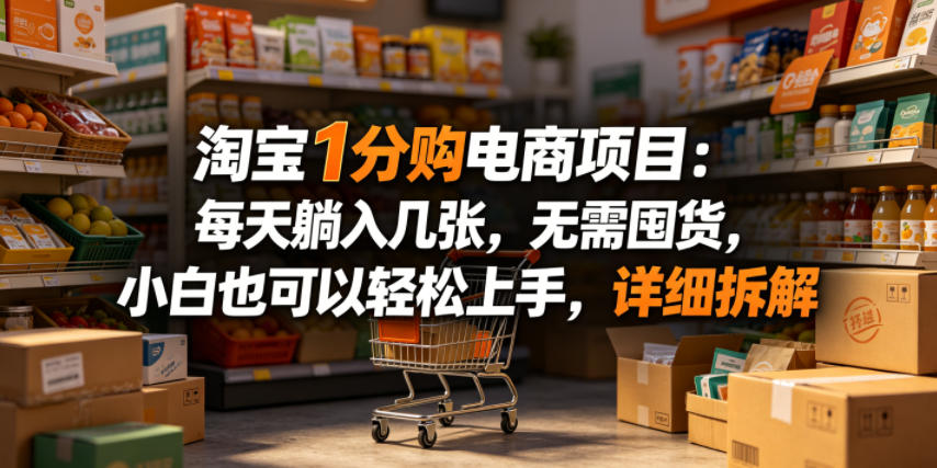 淘宝1分购电商项目：每天躺入几张，无需囤货，小白也可以轻松上手，详细拆解-咕噜鱼网创