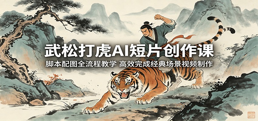 武松打虎AI短片创作课：脚本配图全流程教学，高效完成经典场景视频制作-咕噜鱼网创