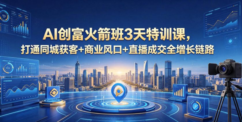AI创富火箭班3天特训课，打通同城获客+商业风口+直播成交全增长链路，2026年4月新课-云网创